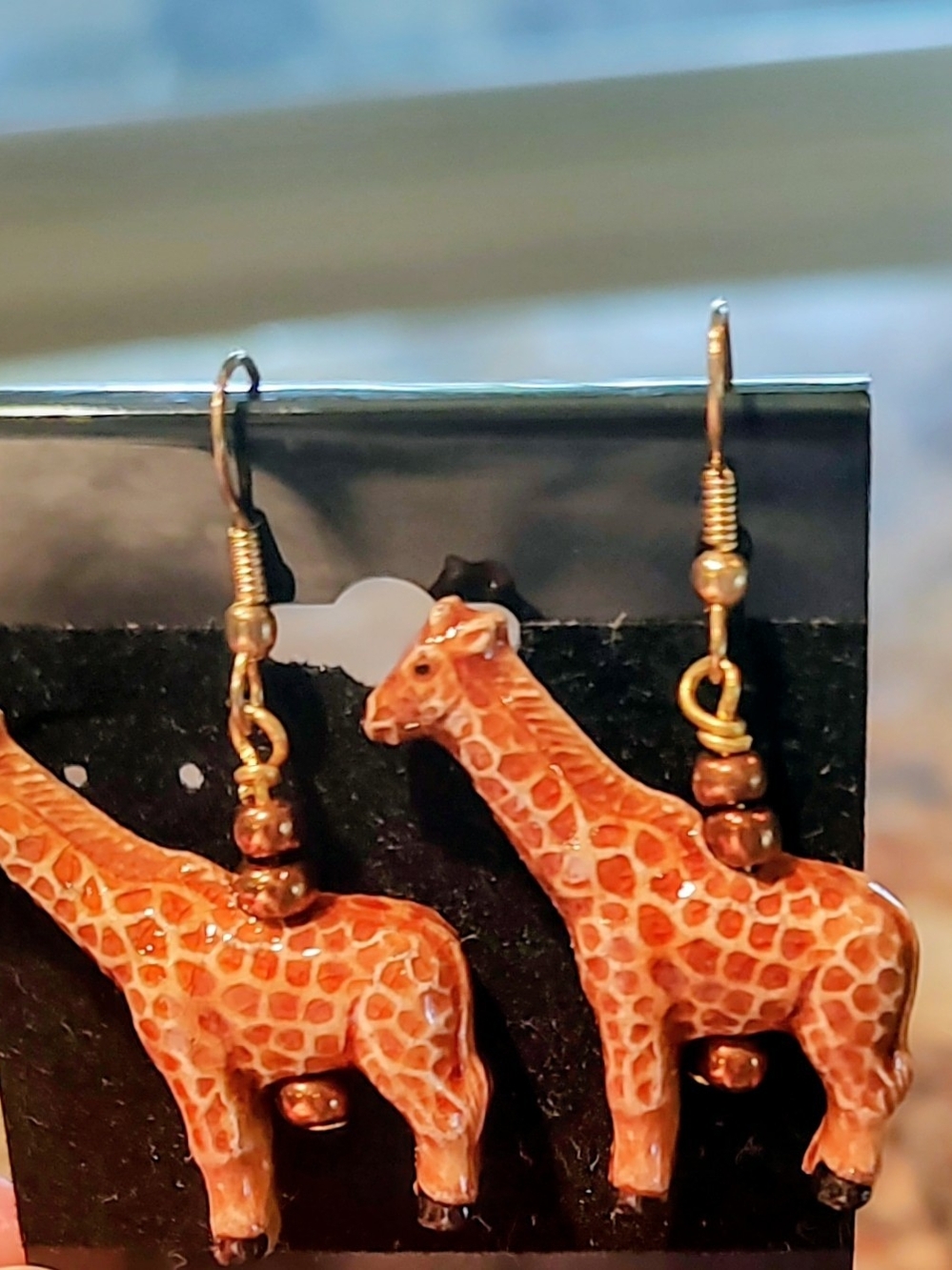 Handcrafted Orange Giraffe Earrings for Kids - Cute Animal Dangle
